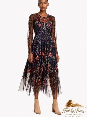 Johnny Was Maude Mesh Bohemian Embroidered Dress (slip missing)